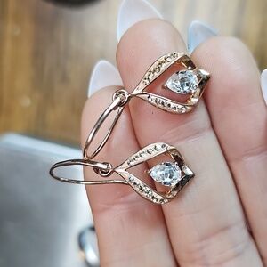 Rose Gold Teardrop Crystal Dangle Earrings